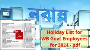 WB Govt Holiday List 2024